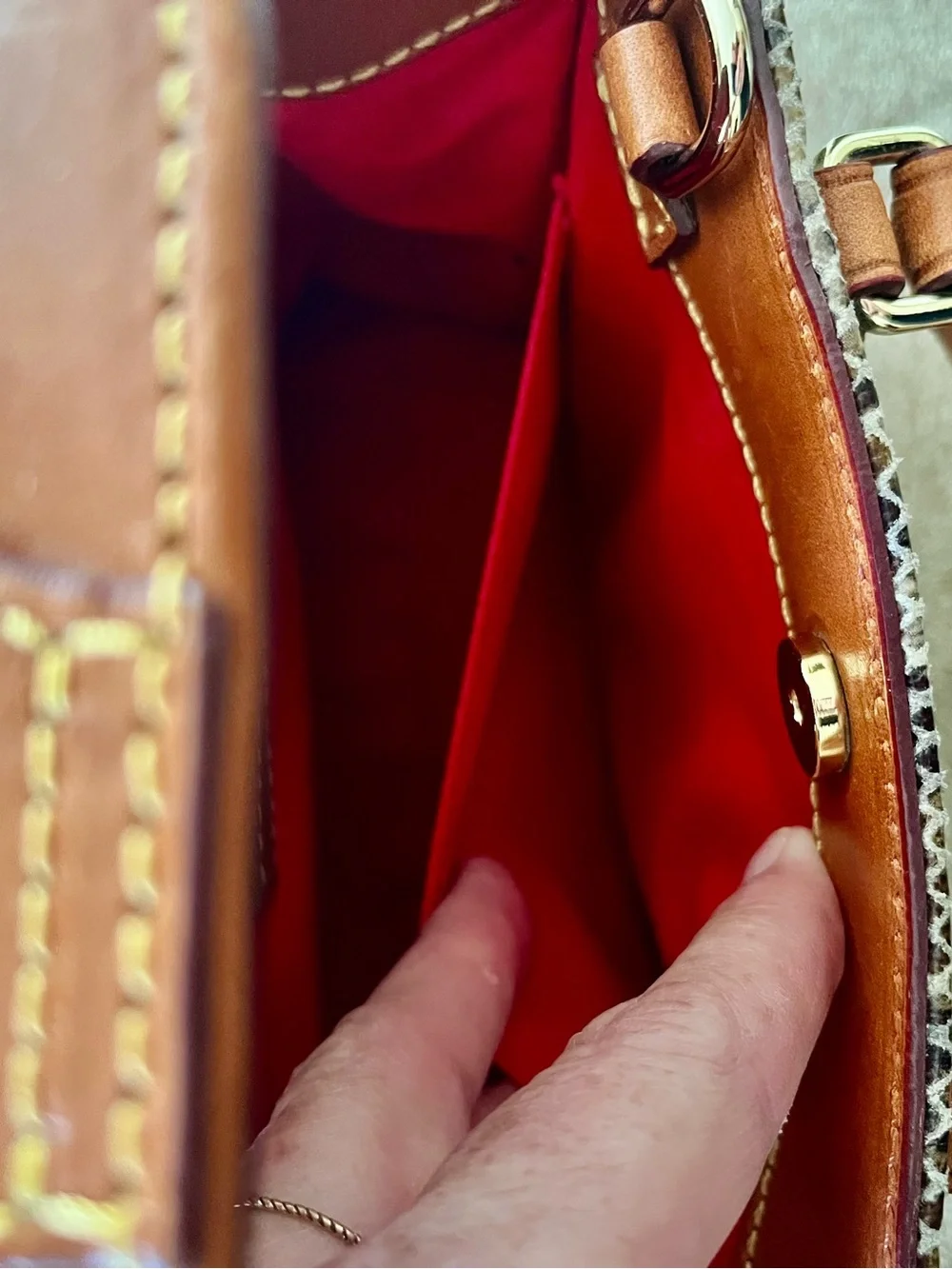 Dooney & Bourke Mini Brown Snake-Print Satchel with British Brown Leather Handle